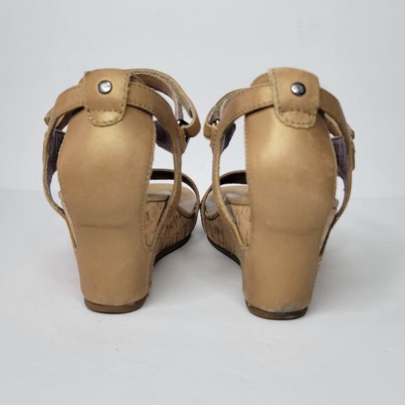 TEVA Capri Wedge Leather Strappy Cork Open Toe Sandals Pearlized Tan sz 7.5 - Picture 7 of 11